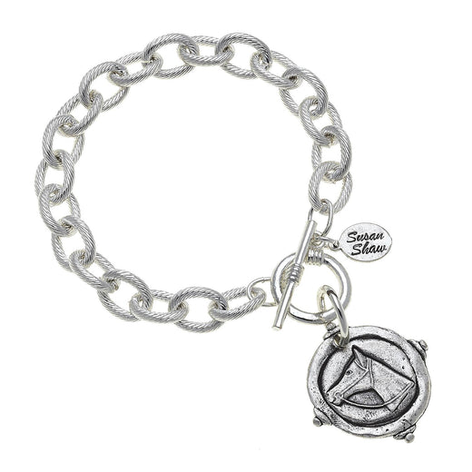 Silver Intaglio Horse Bracelet