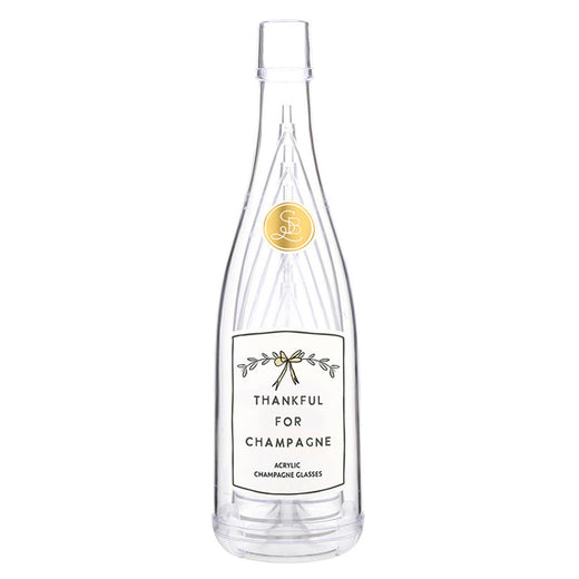 Acrylic Champagne Bottle + Glasses - Thankful