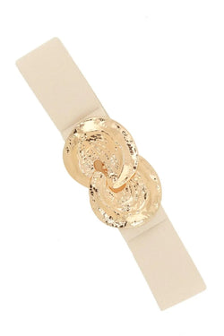 Hammered Gold Buckle Elastic Belt