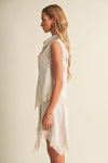 Asymmetric Cowl Neck Lace-Trim Blouse