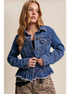 Ruffled Hem Denim Jacket