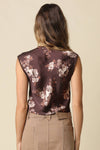 Frieda Floral Tie-Front Satin Top
