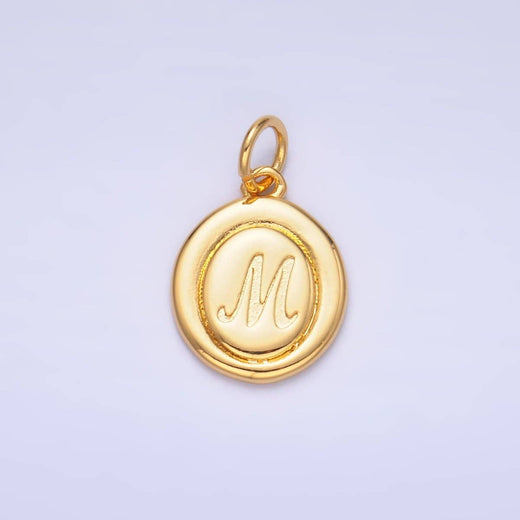 Letter Initial Engraved Stamped Oval Charm