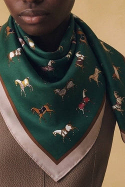 Equestrian Print Satin Scarf