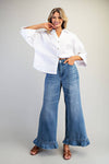 Mineral Washed Ruffle Hem Jeans