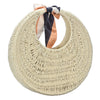 Straw Circle Handbag with Scarf