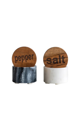 Salt and Pepper Container with Wood Lid