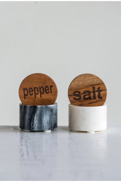 Salt and Pepper Container with Wood Lid