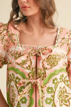 Medallion Print Tie Top