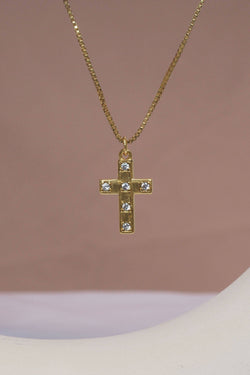 CZ Cross Charm, 18K GF