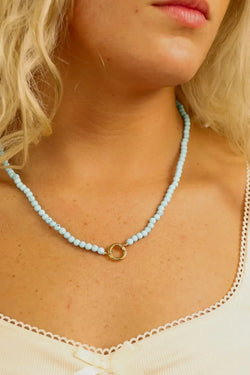 Semi Precious Natural Stone Charm Keeper Necklace