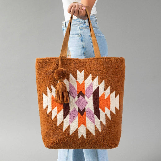 Orange, Cream & Pink Western Tote