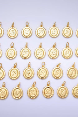 Letter Initial Engraved Stamped Oval Charm
