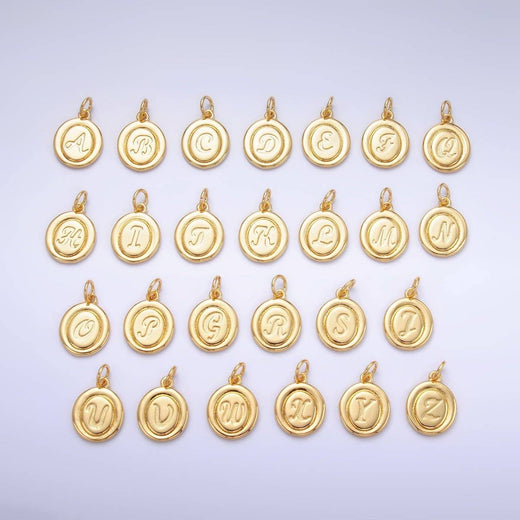 Letter Initial Engraved Stamped Oval Charm