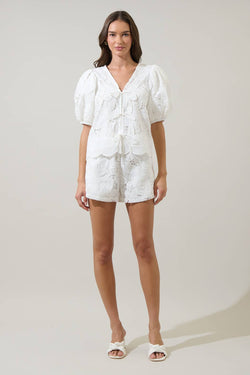 Friona Eyelet Taliya Drawstring Shorts