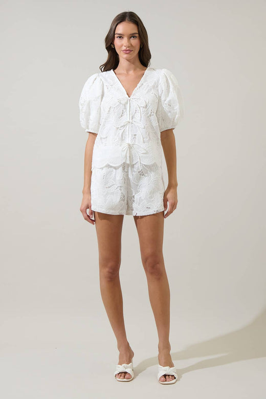 Friona Eyelet Taliya Drawstring Shorts