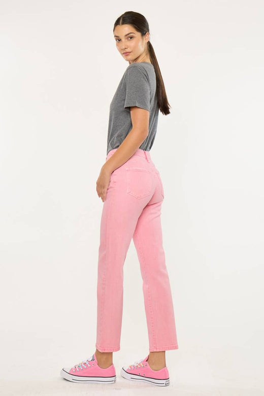 Pink Mid Rise Straight Jean