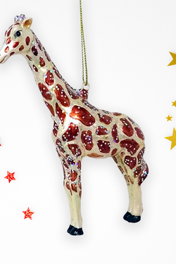 Giraffe Glass Christmas Ornament