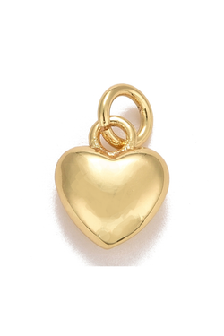 Small Puff Heart Charm in Gold