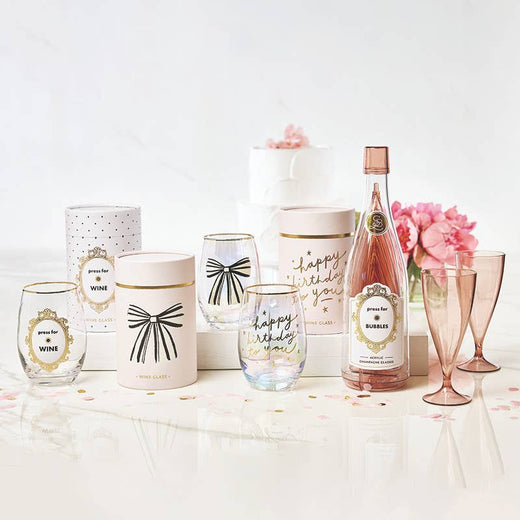 Gold Foil Stemless Wine Glass