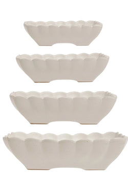 Stoneware Serving Dishes w/ Scalloped Edge