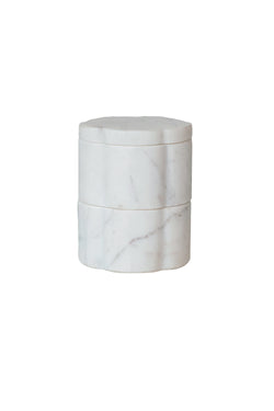 Marble Scalloped Stackable Pinch Pots w/ Lid, Set of 2