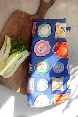 Cotton Tea Towel with Embroidered Detail