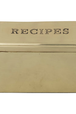 Etched Stainless Steel "Recipes" Box with 36 Recipe Cards, Gold Finish, Set of 37