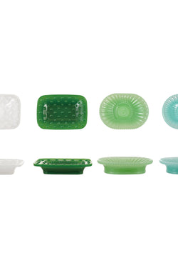 Embossed Milk Glass Footed Soap Dish, 4 Styles