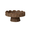 Decorative Hand-Woven Rattan Scalloped Footed Pedestal