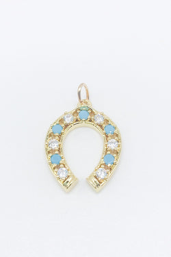 Charm Bar - Turquoise Stone Horseshoe