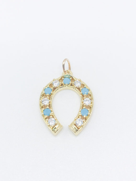 Charm Bar - Turquoise Stone Horseshoe