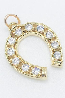 Charm Bar - Gold Rhinestone Horseshoe