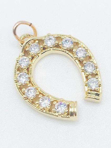 Charm Bar - Gold Rhinestone Horseshoe