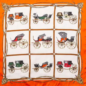 Vintage Carriage Print Square Bandana Scarf