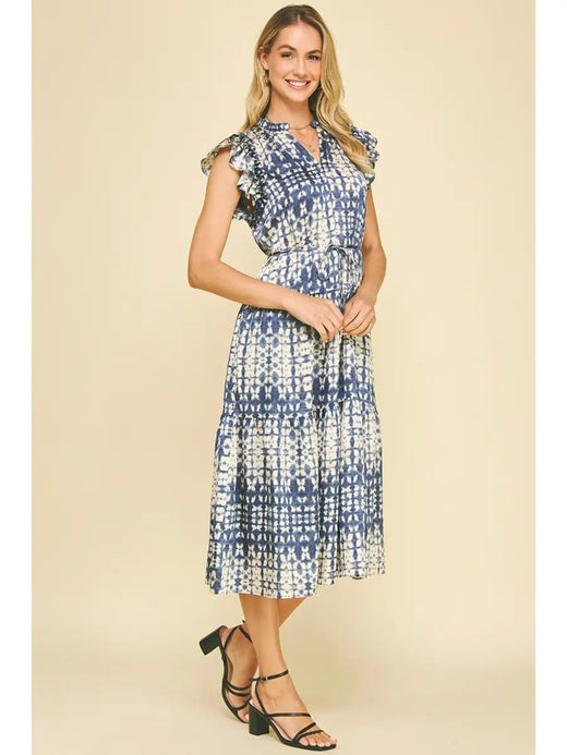 Print Tiered Midi Dress