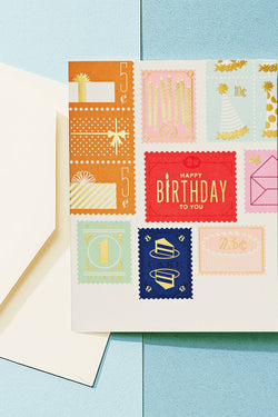 Vintage Stamps Happy Birthday