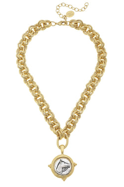 Gold and Silver Intaglio Horse Necklace