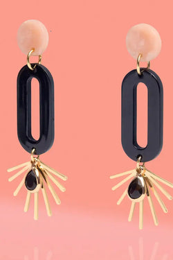 Black Oval Resin Starburst Hoop