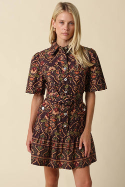 Paisley Belted Mini Dress