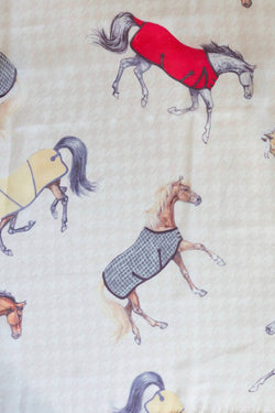 Lila Horses in Blankets Scarf -36"