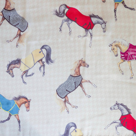 Lila Horses in Blankets Scarf -36"