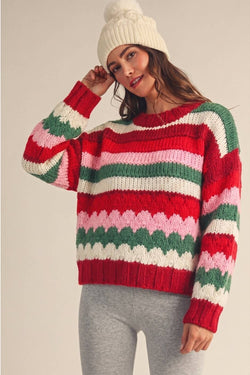 Striped Chunky Knit Sweater