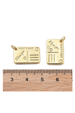 Gold Post Card Charm