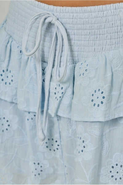 Floral Eyelet Lace Tiered Skort