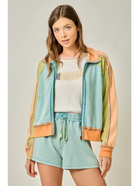 Color Block Zip Up Jacket