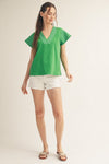 Stitch Detail  V Neck Top