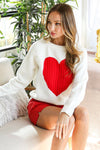 Heart Accent Knitted Sweater