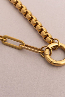 18k Gold Stainless Steel Box Paperclip Charm Holder Necklace
