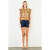 THML, Flutter Sleeve Suede Embroidery Detail Top